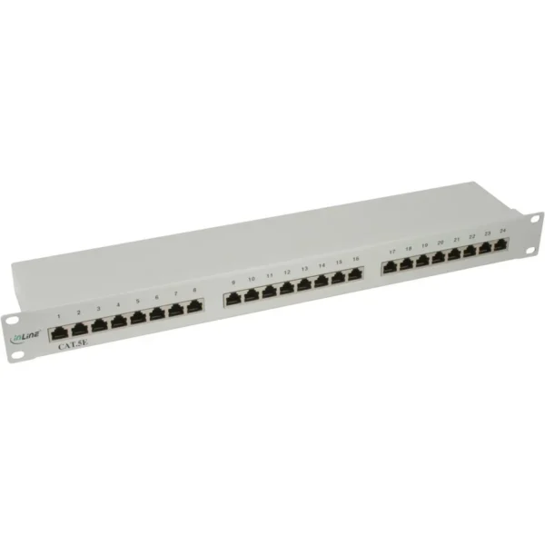 InLine Patch Panel 19″ Cat.5e 24 Port 1U light grey RAL7035
