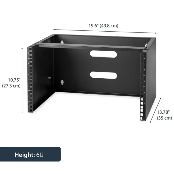 StarTech.com 6U Wall Mount Network Rack – 14 Inch Deep (Low Profile) – 19″ Patch Panel Bracket for Shallow Server and IT Equipment, Network Switches – 44lbs/20kg Weight Capacity, Black