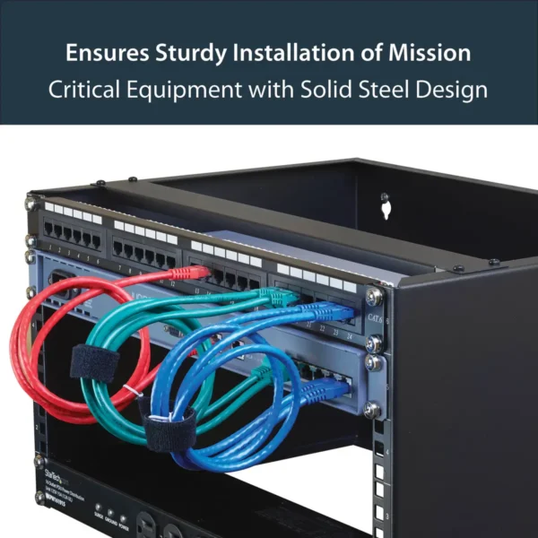 StarTech.com 6U Wall Mount Network Rack – 14 Inch Deep (Low Profile) – 19″ Patch Panel Bracket for Shallow Server and IT Equipment, Network Switches – 44lbs/20kg Weight Capacity, Black