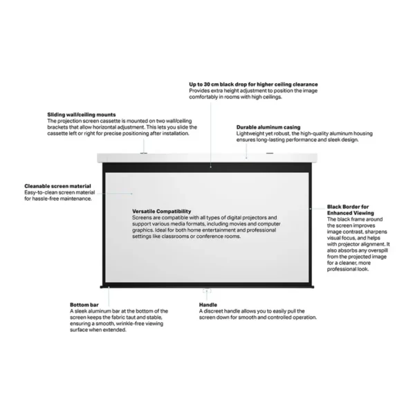 Multibrackets M 16:9 Manual Projection Screen 200×112, 90″