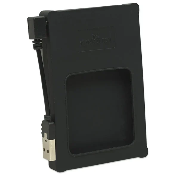 Manhattan Drive Enclosure, 2.5″, USB-A, 480 Mbps (USB 2.0), SATA, Black, Silicone, Hi-Speed USB, Windows or Mac, Three Year Warranty, Blister