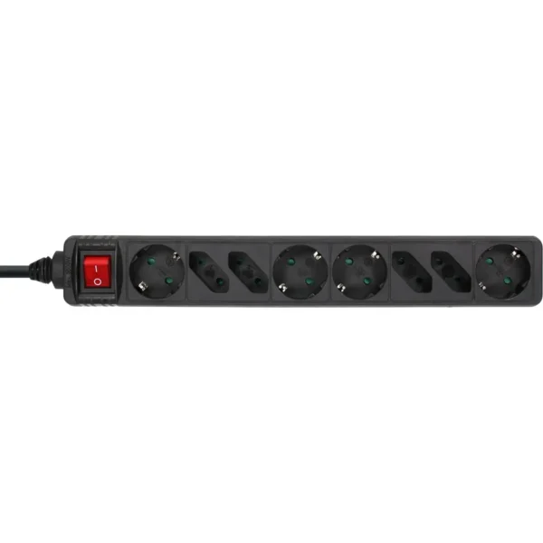 InLine Socket strip, 8-way, 4x CEE7/3 + 4x Euro CEE 7/16, black, 1.5m