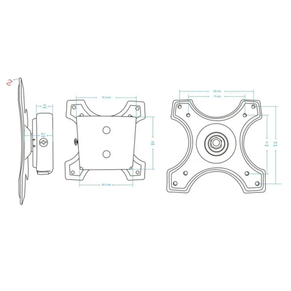 Manhattan Wall Mount for TV & Monitors (Fixed), For screens 10″ to 32″, VESA compatability: 75x75mm and 100x100mm – check the dimensions of the four mounting holes on back of screen to ensure it fits, Max 15kg, Black, Bracket
