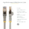 StarTech.com 1ft CAT6a Ethernet Cable – 10 Gigabit Shielded Snagless RJ45 100W PoE Patch Cord – 10GbE STP Network Cable w/Strain Relief – Gray Fluke Tested/Wiring is UL Certified/TIA