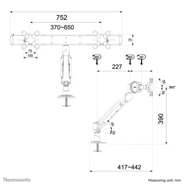 Neomounts FPMA-D940DG Monitor arm 10-24″ – gas spring