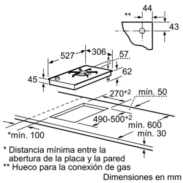 Bosch PRA326B70E hob Black Built-in Gas 1 zone(s)