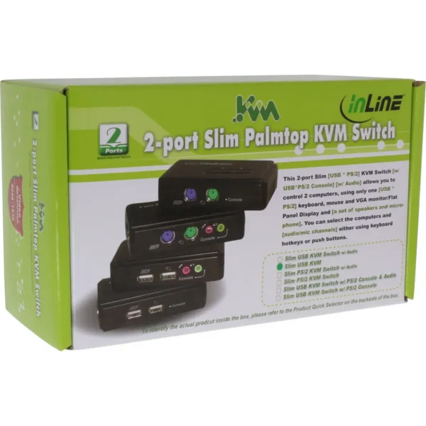 InLine KVM Switch 2 Port USB with 2 Sets of Cables 1.2m