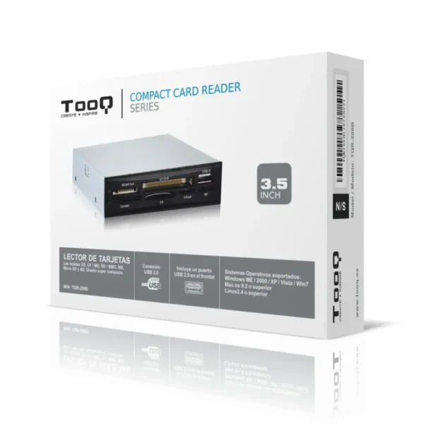 TooQ TQR-208B card reader USB 2.0 Internal Black, Silver