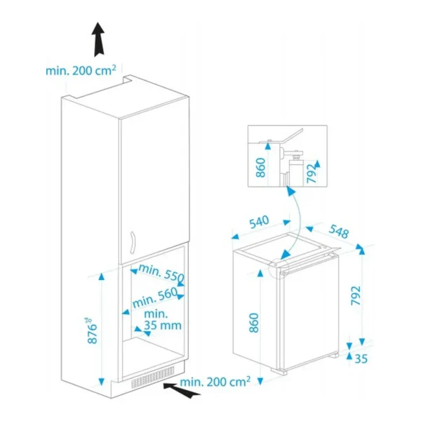 Beko B 1801 fridge Built-in 126 L White