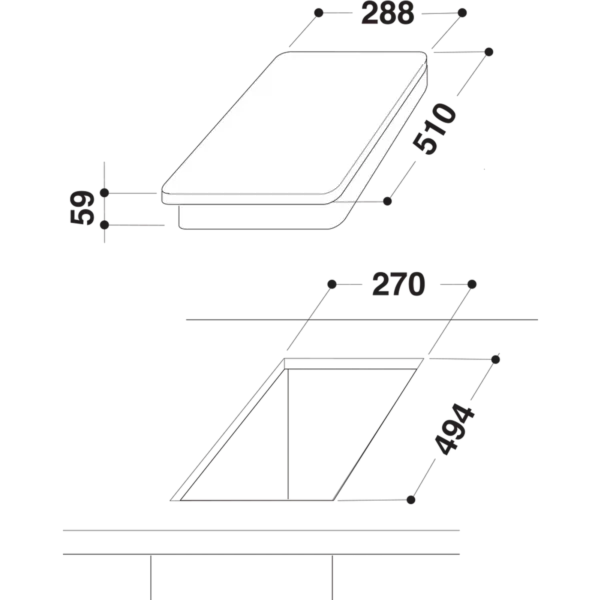Indesit DP 2GS (IX) Stainless steel Built-in 28.8 cm Gas 2 zone(s)