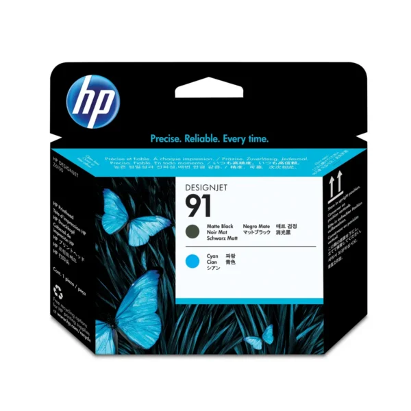HP 91 Matte Black and Cyan DesignJet Printhead