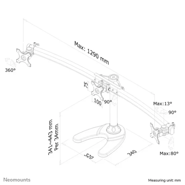 Neomounts FPMA-D700DD3 Monitor stand 10-27″