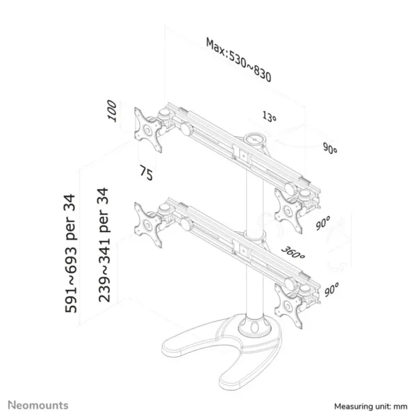 Neomounts FPMA-D700DD4 Monitor stand 19-30″