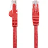 StarTech.com 10ft CAT6 Cable – Red CAT6 Ethernet Cable – Gigabit Ethernet Wire – 650MHz 100W PoE RJ45 UTP CAT 6 Network/Patch Cord Snagless – Fluke Tested/Wiring is UL Certified/TIA