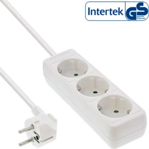 InLine Socket strip, 3-way earth contact CEE 7/3, white, 3m