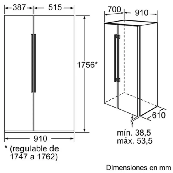 Bosch KAN62V40 side-by-side refrigerator Freestanding 604 L Stainless steel
