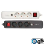 InLine Socket strip, 3-way earth contact, 2x USB, with switch, white 1.5m