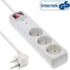 InLine Socket strip CEE 7/3, 3-way, overvoltage protection, switch, white