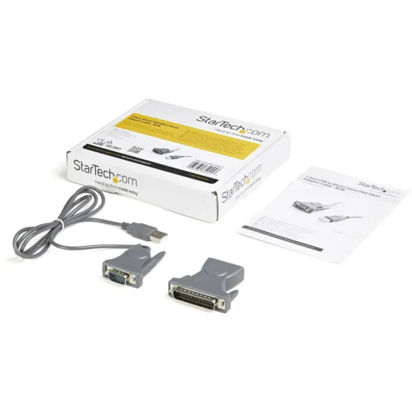 StarTech.com 3ft (91cm) 1-Port USB to Serial Cable, DB9/DB25 RS232 to USB Converter, Prolific, USB to Serial Adapter