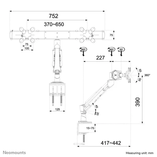 Neomounts FPMA-D940D Monitor arm 10-24″ – gas spring
