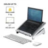 Fellowes Laptop Stand for Desk – Office Suites Plus Adjustable Laptop Stand for the Home and Office – Laptop Riser with 5 Height Adjustments – Max Monitor Size 17″, Max Weight 5KG – Black/Silver