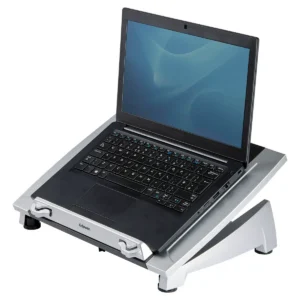 Fellowes Laptop Stand for Desk – Office Suites Plus Adjustable Laptop Stand for the Home and Office – Laptop Riser with 5 Height Adjustments – Max Monitor Size 17″, Max Weight 5KG – Black/Silver