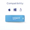 Integral 32GB USB3.0 DRIVE NEON BLUE UP TO R-100 W-30 MBS