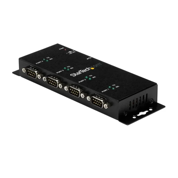 StarTech.com 4 Port USB to DB9 RS232 Serial Adapter Hub - Industrial DIN Rail and Wall Mountable