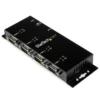StarTech.com 4 Port USB to DB9 RS232 Serial Adapter Hub - Industrial DIN Rail and Wall Mountable
