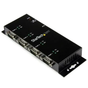 StarTech.com 4 Port USB to DB9 RS232 Serial Adapter Hub - Industrial DIN Rail and Wall Mountable