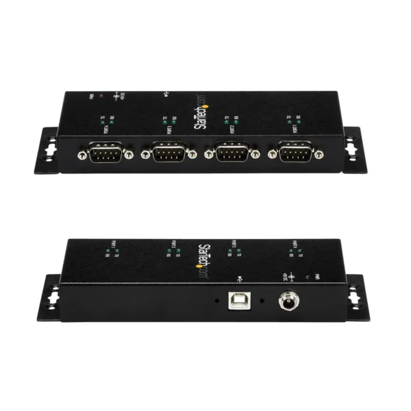 StarTech.com 4 Port USB to DB9 RS232 Serial Adapter Hub - Industrial DIN Rail and Wall Mountable