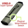 iStorage Kanguru SS3™ SuperSpeed USB3.0 32GB |Secure Flash Drive| Physical Write Protect Switch | Windows “Ready Boost” compatible | Simple Driverless Setup | Plug and Play