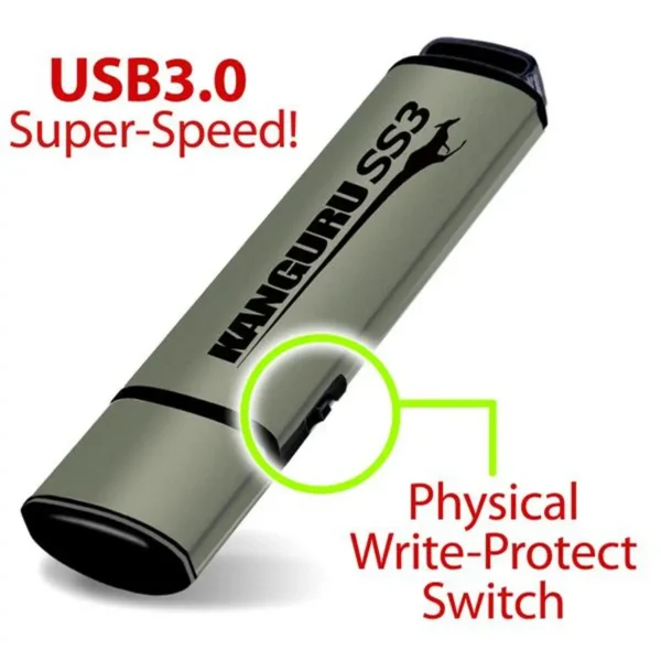 iStorage Kanguru SS3™ SuperSpeed USB3.0 32GB |Secure Flash Drive| Physical Write Protect Switch | Windows “Ready Boost” compatible | Simple Driverless Setup | Plug and Play