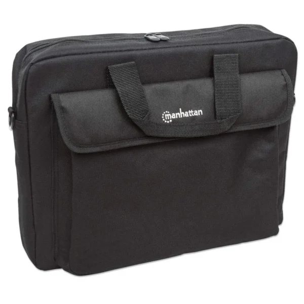 Manhattan London Laptop Bag 15.6″, Top Loader, Black, LOW COST, Accessories Pocket, Shoulder Strap (removable), Cheaper alternative to Targus TAR300, Notebook Case, Three Year Warranty