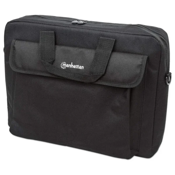 Manhattan London Laptop Bag 15.6″, Top Loader, Black, LOW COST, Accessories Pocket, Shoulder Strap (removable), Cheaper alternative to Targus TAR300, Notebook Case, Three Year Warranty