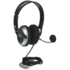 Manhattan Stereo Over-Ear Headset (3.5mm), Microphone Boom (padded), Adjustable Steel Headband, In-Line Volume Control, Ear Cushions, Std 2x 3.5mm stereo jack/plug for audio/mic use, cable 2.5m, 3 Year Warranty