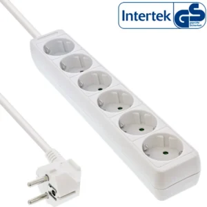 InLine Socket strip, 6-way earth contact CEE 7/3, white, 5m