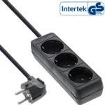 InLine Socket strip, 3-way earth contact CEE 7/3, black, 5m