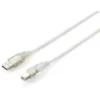 Equip USB 2.0 Type A to Type B Cable, 1.0m , Transparent silver