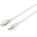 Equip USB 2.0 Type A to Type B Cable, 1.0m , Transparent silver