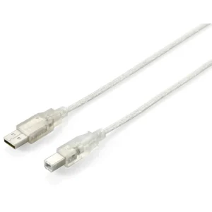 Equip USB 2.0 Type A to Type B Cable, 1.0m , Transparent silver