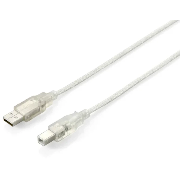 Equip USB 2.0 Type A to Type B Cable, 1.0m , Transparent silver