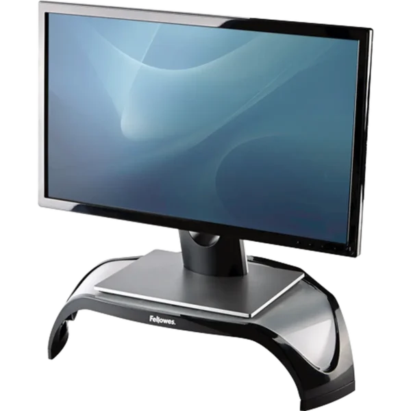 Fellowes Computer Monitor Stand with 3 Height Adjustments – Smart Suites Monitor Riser – Ergonomic Adjustable Monitor Stand for Computers – Max Weight 10KG/Max Size 21″ – Black