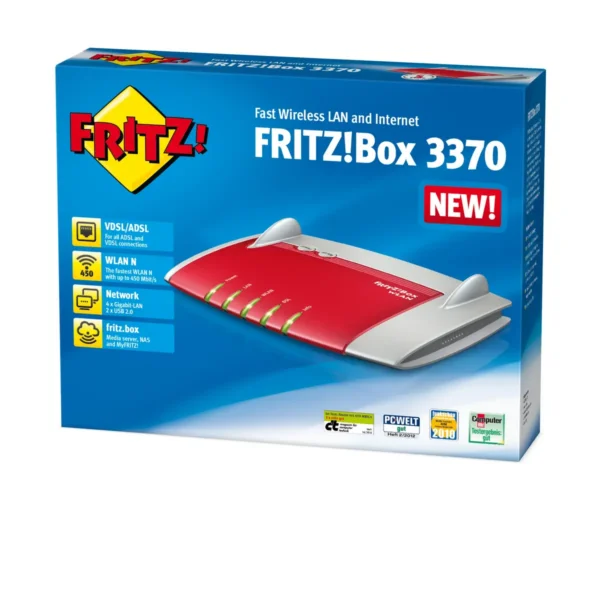 FRITZ! Box 3370 Edition International wireless router Gigabit Ethernet Dual-band (2.4 GHz / 5 GHz) Red, Silver