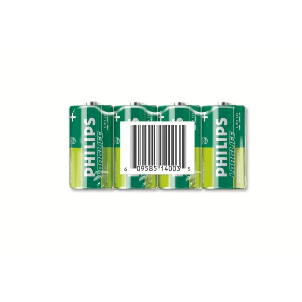 Philips LongLife R14LS4A C Zinc Carbon Battery