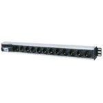 Intellinet Vertical Rackmount 12-Output Power Distribution Unit (PDU), EU CEE 7/3 Outlets, With Single Air Switch, No Surge Protection, Built-in 1.6m Power Cord with EU CEE 7/4 Plug