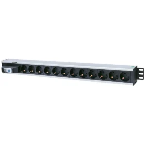 Intellinet Vertical Rackmount 12-Output Power Distribution Unit (PDU), EU CEE 7/3 Outlets, With Single Air Switch, No Surge Protection, Built-in 1.6m Power Cord with EU CEE 7/4 Plug