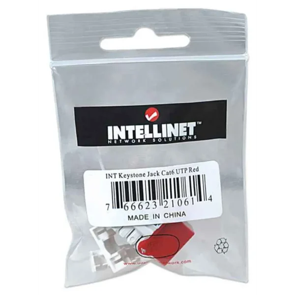 Intellinet Keystone Jack, Cat6, UTP, Punch-down, Red