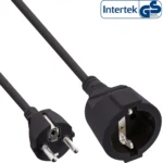 InLine Power extension cable, black, 3m, with child safety
