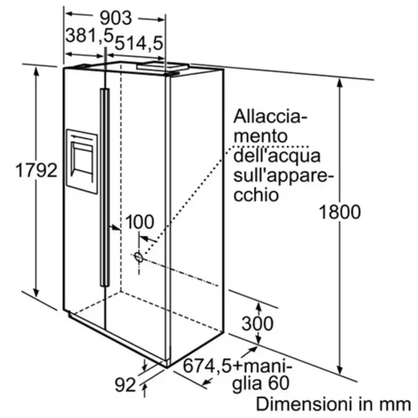 Bosch KAN58A55 side-by-side refrigerator Freestanding 531 L Black